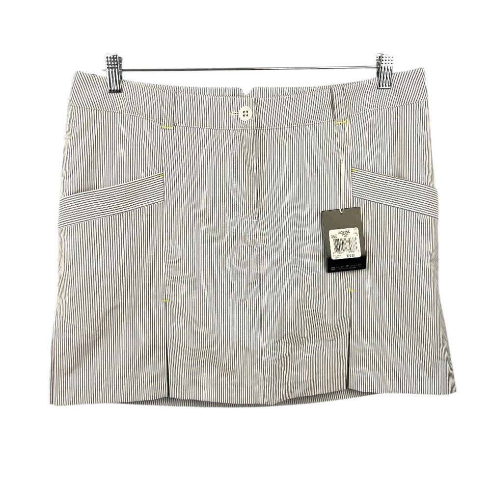 Nike Golf Tour Performance Dri-Fit Skort Gray White Stripes Size 14 Sporty‎